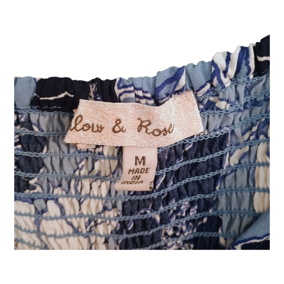 Harlow & Rose Blue Tropical Floral Midi Sundress Smocked Size Medium - Picture 5 of 7